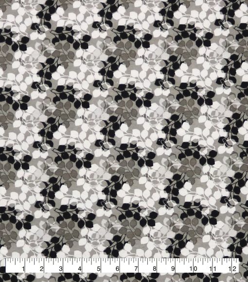 Leaves Black 108 Wide Flannel Fabric - Image 2