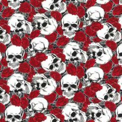 Fabric Traditions Skulls   Red Roses Packed Novelty Cotton Fabric