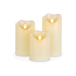 3ct LED Ivory Assorted Size Wave Edge Pillar Candles by Hudson 43