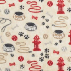 Dog Accessories on Cream Anti Pill Fleece Fabric
