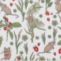 Mice   Strawberry Plants Anti Pill Fleece Fabric