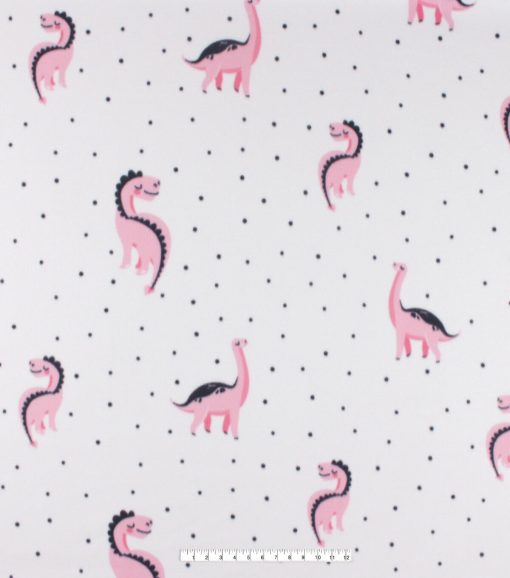 Cute Dino Blizzard Prints Fleece Fabric - Image 4