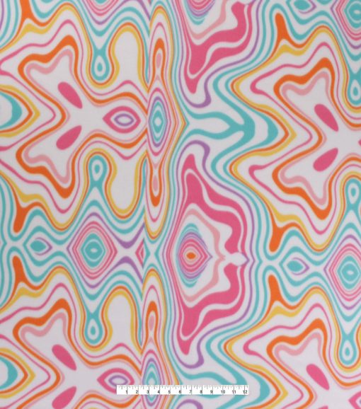 Rainbow Squiggles on White Blizzard Fleece Fabric - Image 2