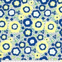 Mimosa Daisy Blue Super Snuggle Flannel Fabric