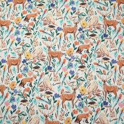 Watercolor Brown Woodland Friends Novelty Cotton Fabric