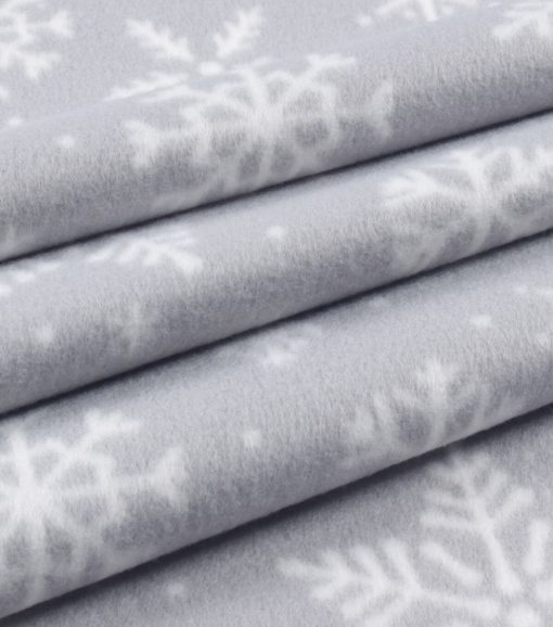 Gray Snowflake Blizzard Fleece Fabric - Image 3