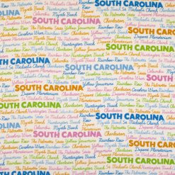 South Carolina Cotton Fabric Tossed Words