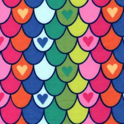 Multi Heart Mermaid Scales Super Snuggle Flannel Fabric