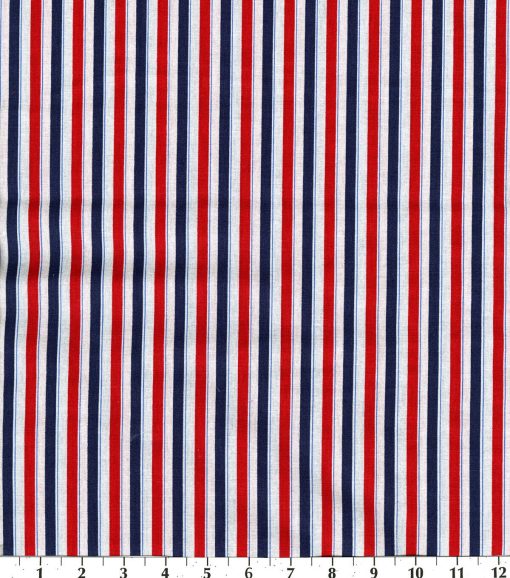 Patriotic Red   Blue Stripes Cotton Fabric
