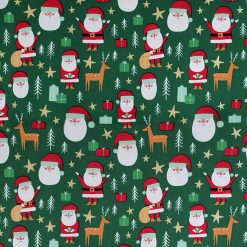 Santa   Present on Green Super Snuggle Christmas Flannel Fabric