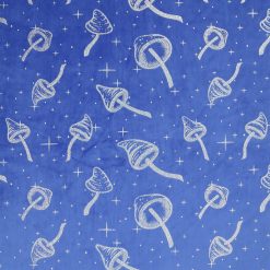 Foil Mushrooms on Blue Pure Plush Fleece Fabric