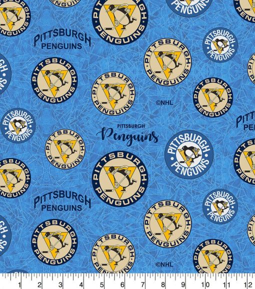 Pittsburgh Penguins Cotton Fabric Throwback Logo - Image 2