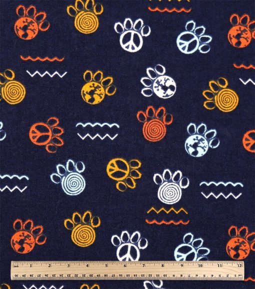 Navy Paw Print Novelty Cotton Fabric - Image 3