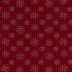 White Stitched Snowflakes on Red Christmas Cotton Fabric