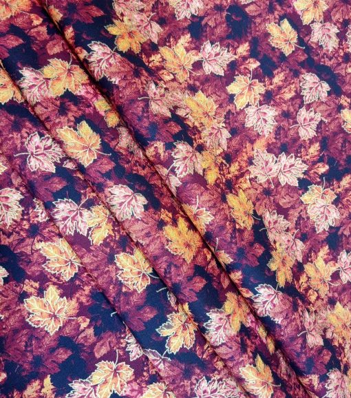 Fall Burgundy Leaves Cotton Fabric - Image 3