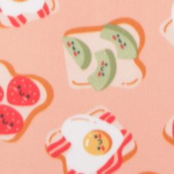 Smiley Breakfast Toast on Pink Blizzard Fleece Fabric