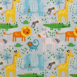 Sweet Jungle Animals On Blue Super Snuggle Flannel Fabric