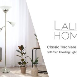 All The Rages Floor Lamp with 2 Reading Lights and Scalloped Shades