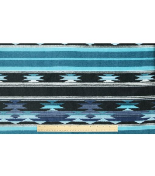 Blue Aztec Luxe Fleece Fabric - Image 4
