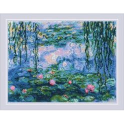 RIOLIS 16 x 12 Water Lilies by C. Monet Counted Cross Stitch Kit