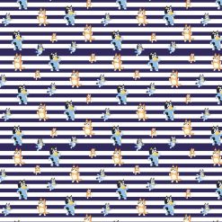 Bluey   Family White Stripe Dance Cotton Fabric
