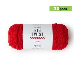 10pk Solid Red Medium Weight Acrylic 380yd Value Yarn by Big Twist