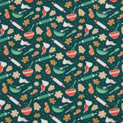 Baking Cookies on Green Super Snuggle Christmas Flannel Fabric