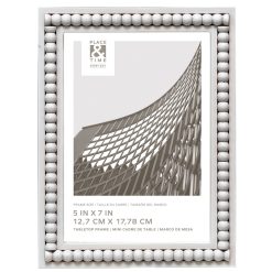 5 x 7 Distress White Bead Edge Tabletop Picture Frame by Place   Time