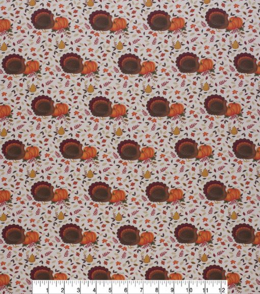 Turkeys   Pumpkins Harvest Cotton Fabric - Image 2