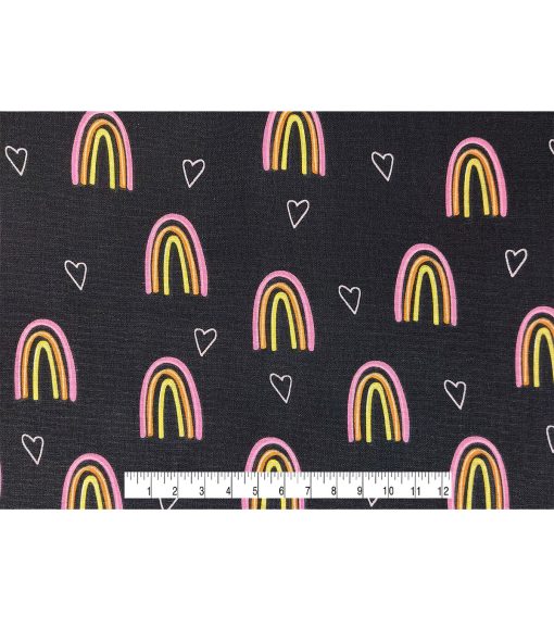 Rainbows On Black Novelty Cotton Fabric - Image 4