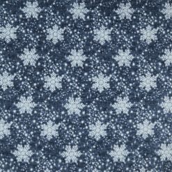 Blue Starry Night Snowflake Luxe Fleece Fabric