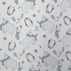 Super Snuggle Winter Bear   Penguins Flannel Fabric