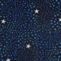 Navy Swirling Stars Quilt Glitter Cotton Fabric by Keepsake Calico