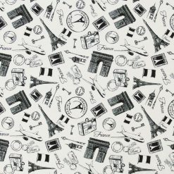 Paris Icons Black White Super Snuggle Flannel Fabric