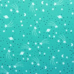 Space Icons On Blue Luxe Flannel Fabric
