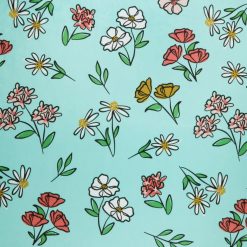 Green Sketched Floral Soft   Minky Fleece Fabric