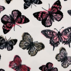 Watercolor Butterflies on White Anti Pill Fleece Fabric