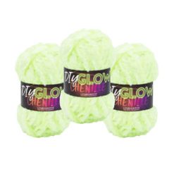 Lion Brand DIY Glow Chenille 32yds Super Bulky Polyester Yarn 3 Bundle