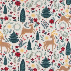 Folk Art on White Anti Pill Fleece Fabric