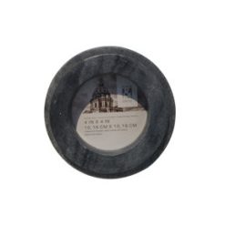 4 Gray Round Marble Tabletop Picture Frame by Place   Time