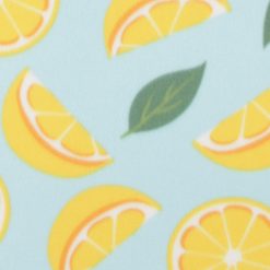 Bold Summer Lemon Slices on Blue Blizzard Fleece Fabric