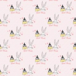 Looney Tunes Bugs Daffy Pink Flannel Fabric