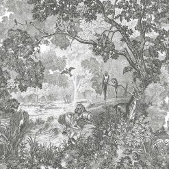 RoomMates 20.5 X 16.5  Gray Jungle Toile Peel   Stick Wallpaper