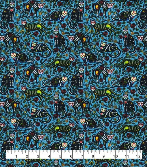 Skeleton Cat Super Snuggle Flannel Fabric - Image 3