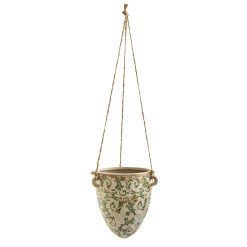 Nearly Natural 2  Gray Tuscan Hanging Ceramic Scroll Planter