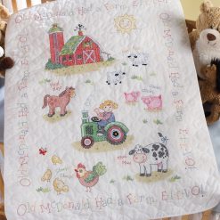 Bucilla 34 x 43 On the Farm Crib Cover Stamped Cross Stitch Kit