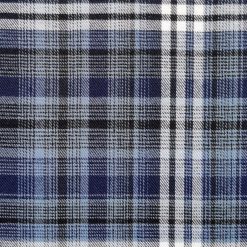 Navy Box Brushed Plaid Polyester Flannel Fabric