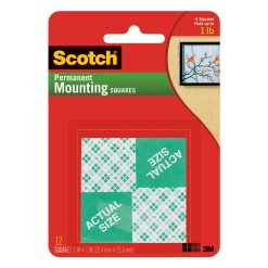 Scotch 1 Heavy Duty Permanent Mounting Squares 12ct