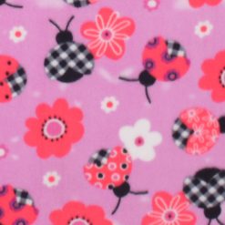 Pink Ladybugs With Floral Anti Pill Plush Fleece Fabric