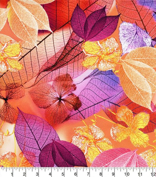 Pink Neon Leaves Premium Cotton Fabric - Image 2